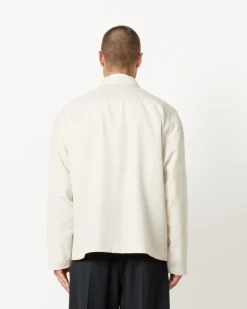 Enzo Shirt Long Sleeve in Tropical Wool Crema