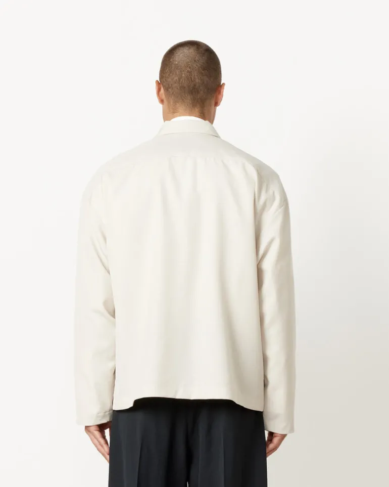 Enzo Shirt Long Sleeve in Tropical Wool Crema