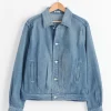 Faded Light Denim Blouson in Light Indigo