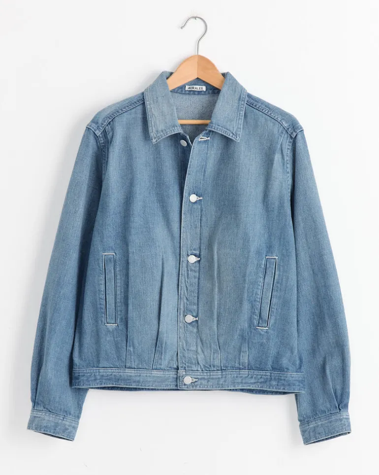 Faded Light Denim Blouson in Light Indigo