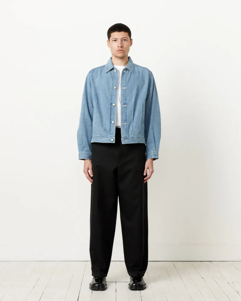 Faded Light Denim Blouson in Light Indigo
