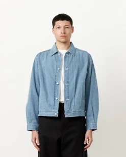Faded Light Denim Blouson in Light Indigo