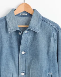 Faded Light Denim Blouson in Light Indigo