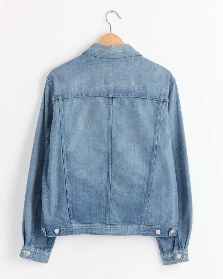 Faded Light Denim Blouson in Light Indigo