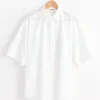 Finx Twill Big Half Sleeved Shirt in White