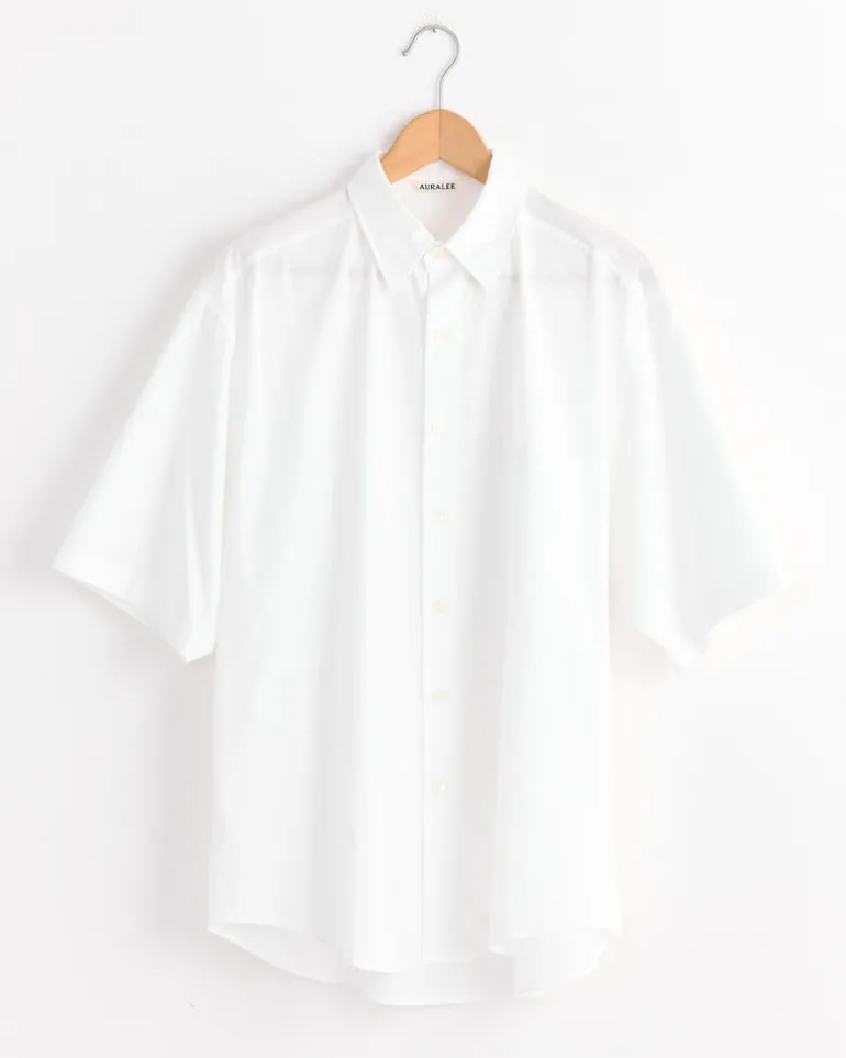 Finx Twill Big Half Sleeved Shirt in White