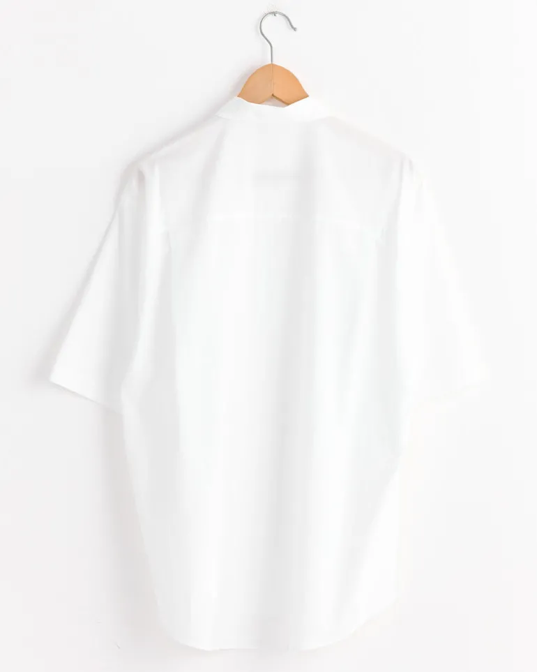 Finx Twill Big Half Sleeved Shirt in White