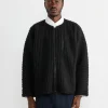 Fleece Pleats Jacket in Black