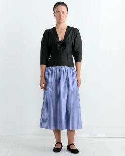 Fleur Dress in Cobalt Stripe