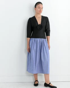 Fleur Dress in Cobalt Stripe