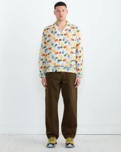 Flower Stamp Shirt in White Multi