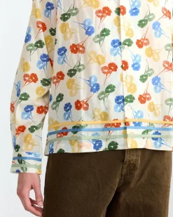 Flower Stamp Shirt in White Multi