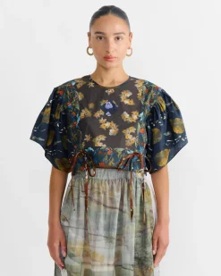 Folk Top in Print Z/Flower Power Dark