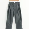 Garment Dye 2 Tuck Pant in Green Charcoal