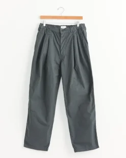 Garment Dye 2 Tuck Pant in Green Charcoal