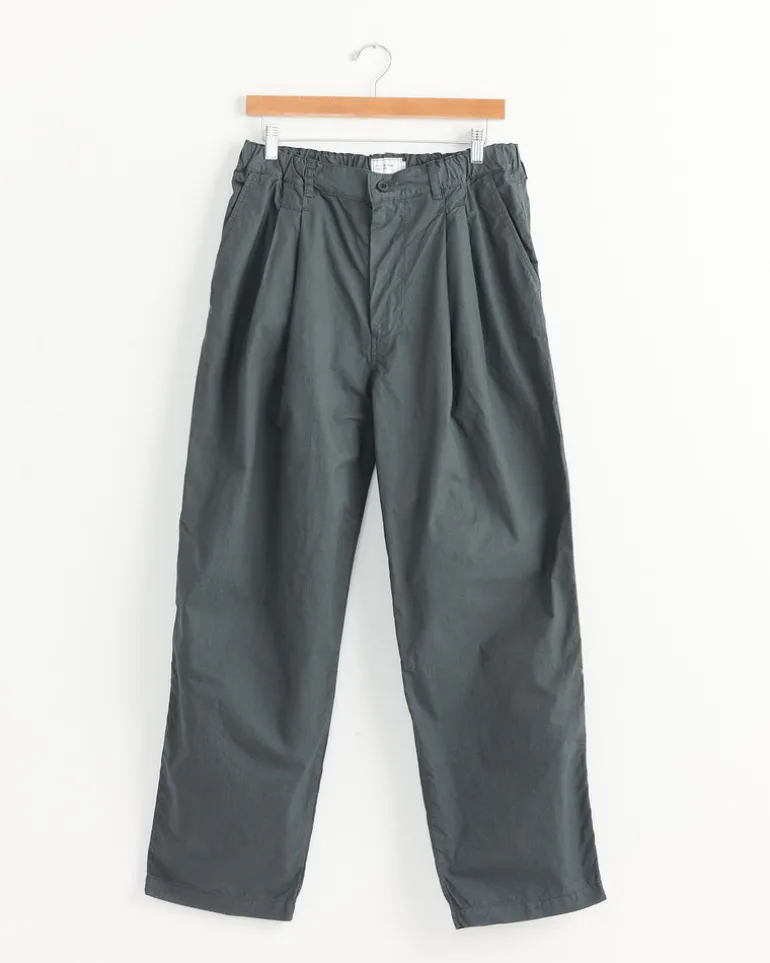 Garment Dye 2 Tuck Pant in Green Charcoal