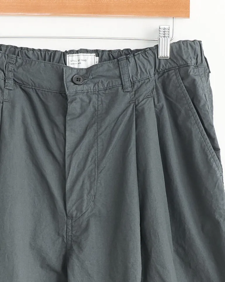 Garment Dye 2 Tuck Pant in Green Charcoal