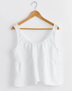 Gathered Linen Set in White