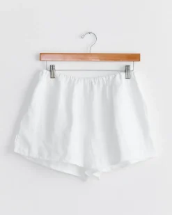 Gathered Linen Set in White