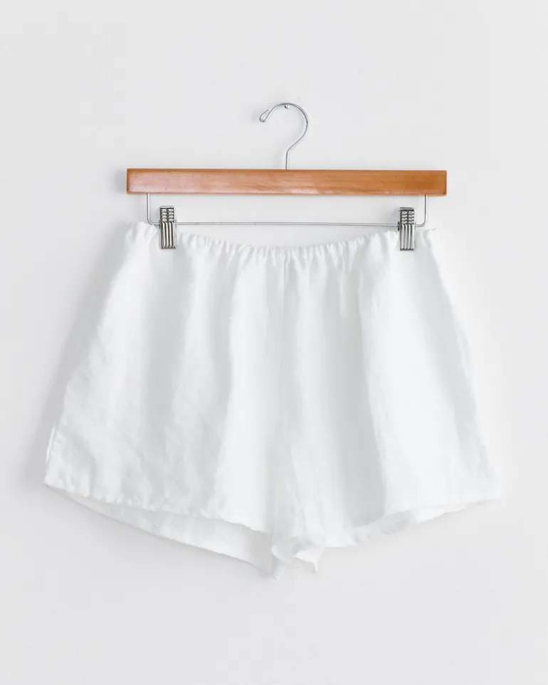 Gathered Linen Set in White
