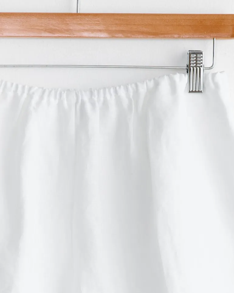 Gathered Linen Set in White