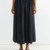 Gathered Maxi Skirt in Black