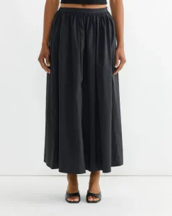 Gathered Maxi Skirt in Black