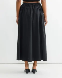 Gathered Maxi Skirt in Black