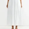 Gathered Maxi Skirt in White