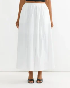 Gathered Maxi Skirt in White