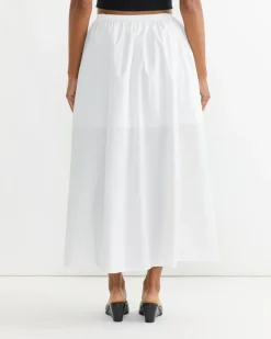 Gathered Maxi Skirt in White