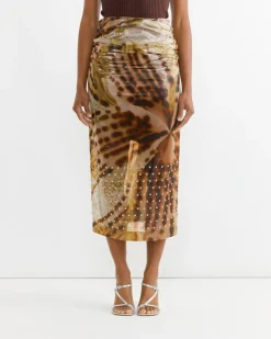 Gathered Skirt in Brown