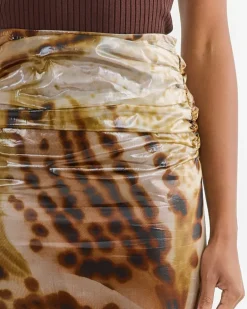 Gathered Skirt in Brown