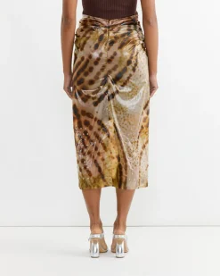 Gathered Skirt in Brown