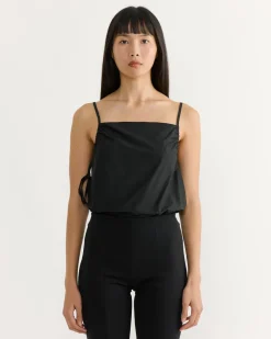 Gathered Strap Top in Black