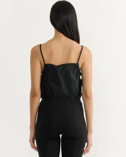 Gathered Strap Top in Black