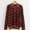 Gridiron Quarter Zip Knit in Brown Multi