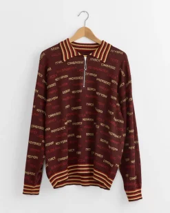 Gridiron Quarter Zip Knit in Brown Multi
