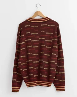 Gridiron Quarter Zip Knit in Brown Multi