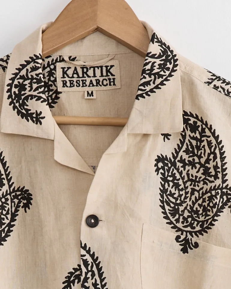 Hand Block Camp Shirt in Harda/Black