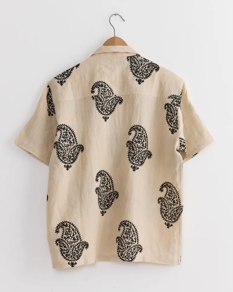 Hand Block Camp Shirt in Harda/Black