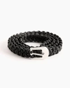 Hand Braided Leather Belt in Black