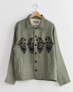 Hand Cropped Jacket in Pista/Black/Grey