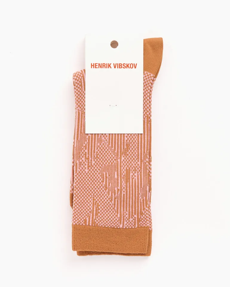 Handsome Hands Socks in Brown Pink
