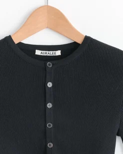 High Gauge Rib Cropped Cardigan in Black