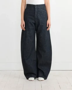 High Waisted Curved Pant in Denim Indigo