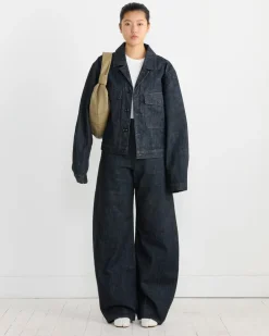 High Waisted Curved Pant in Denim Indigo