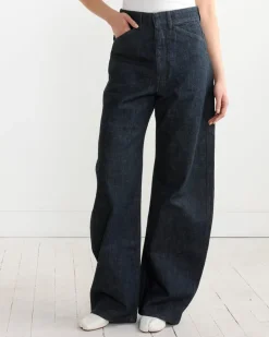 High Waisted Curved Pant in Denim Indigo