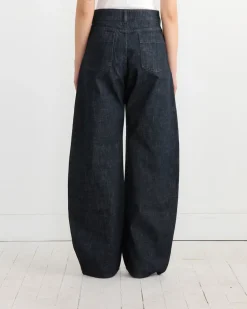 High Waisted Curved Pant in Denim Indigo