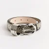 Hollyhock Snake Belt in Ivory Brown/Silver
